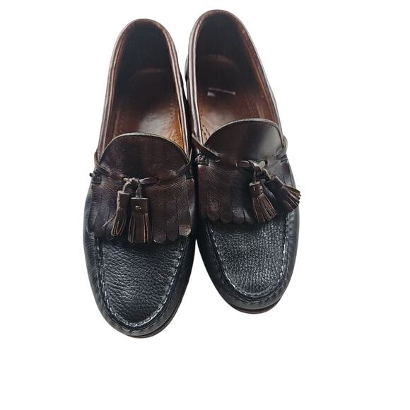 Allen edmunds Shoes Mens 8D Nashua tasssel loafer black/brown Slip On Preppy - Picture 1 of 11